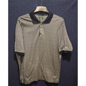 Hugo Boss Golf Men's XL Polo Shirt Navy Blue Check Logo 100% Cotton Italian Made